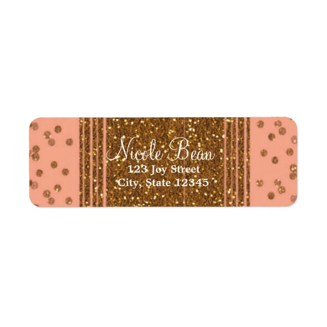 Peachy Pink & Gold Confetti Glamour Address Labels (Vorne)