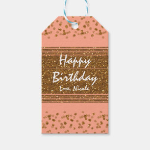 Peachy Pink & Gold Konfetti-Punkte-Geschenkanhänge Geschenkanhänger