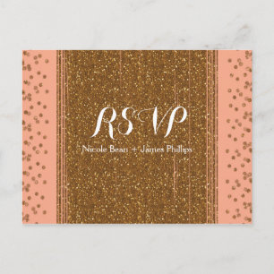 Peachy Pink & Imitate Glitzer Hochzeit RSVP Postka Einladungspostkarte