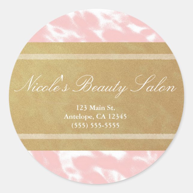 Peachy Pink & Imitate Gold Chic Personalisiert Sti Runder Aufkleber (Vorderseite)