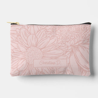 Peachy Pink on Pink Chrysanthemums with Name Zubehörtasche