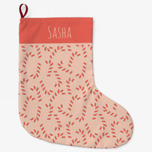 Peachy Pink Weihnachts Candy Canes Großer Weihnachtsstrumpf