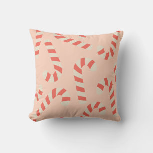 Peachy Pink Weihnachts Candy Canes Kissen