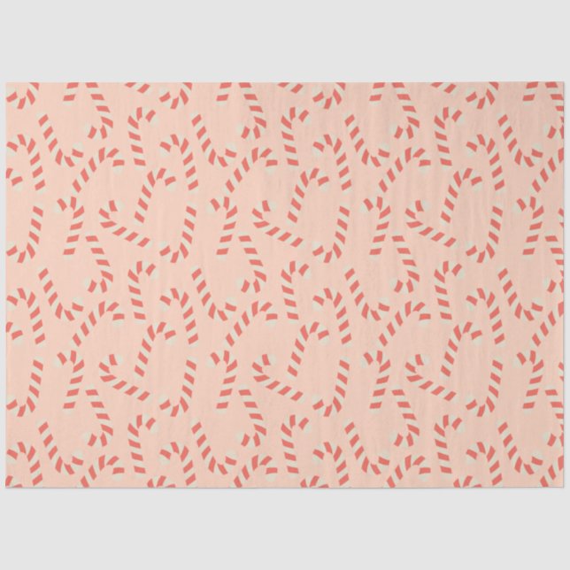 Peachy Pink Weihnachts Candy Canes Seidenpapier (Vorderseite)