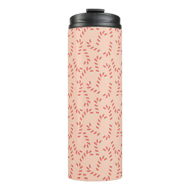 Peachy Pink Weihnachts Candy Canes Thermosbecher (Vorderseite)