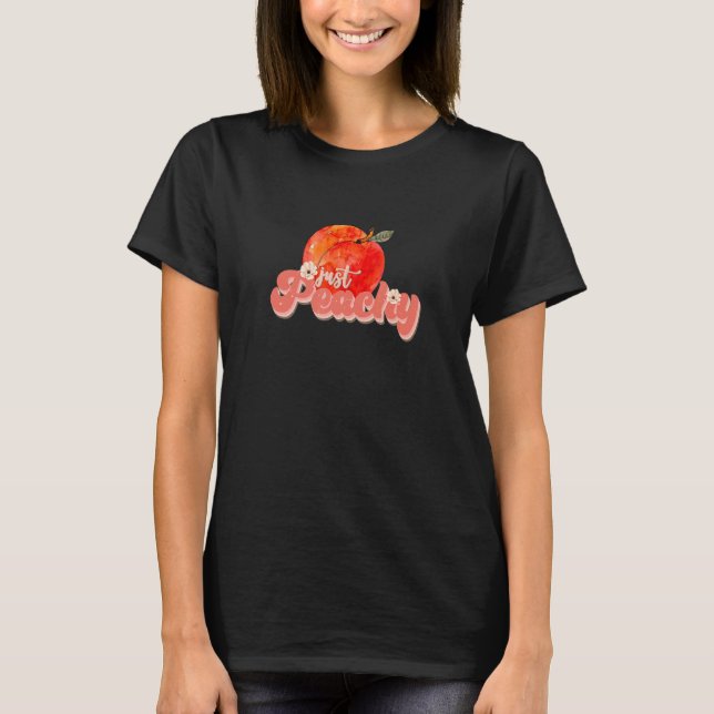 Peachy Retro 70er Georgia Pfirsiche Sommerfrucht T-Shirt (Vorderseite)