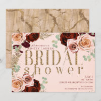 Peachy Rose Gold Pink Burgundy Rose Brautparty