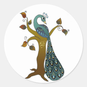 Peacock à l'automne - autocollants enveloppes