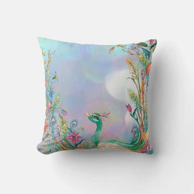 Peacock Accent Throw Pillow Kissen (Vorderseite)