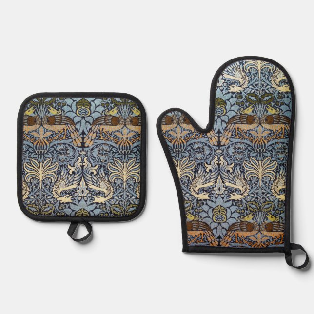 Peacock and Dragon, William Morris Ofenhandschuh & Topflappen-Set (Vorderseite)