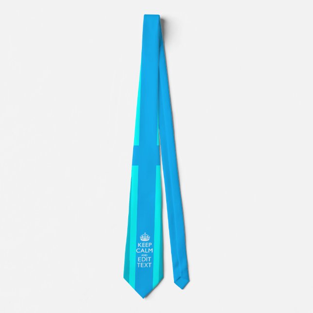 Peacock Aqua Behalte Ruhe und Ihren Text Union Jac Krawatte (Vorderseite)