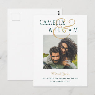 Peacock Aquamarin Green Wedding FOTO Vielen Dank Postkarte