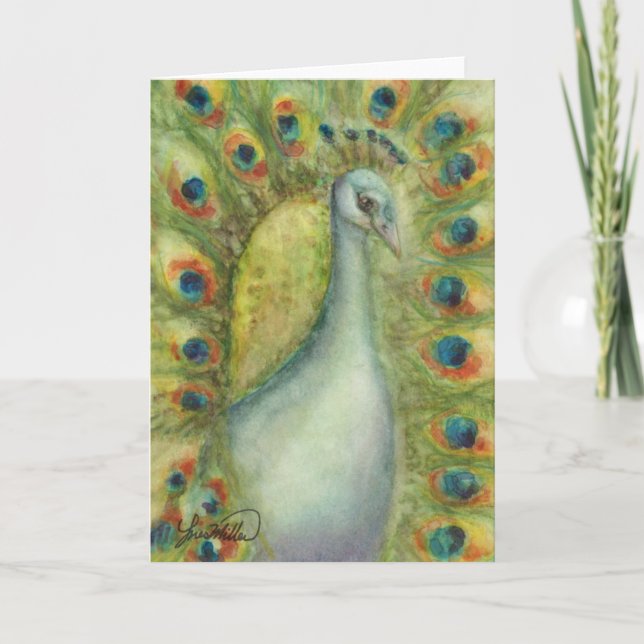 Peacock Aquarellfarbenkarte Royal Serendipity Karte (Vorderseite)