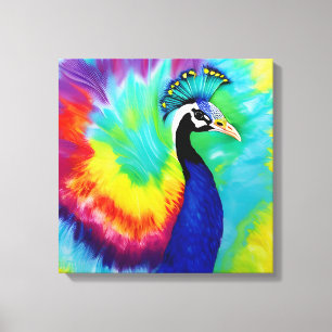 Peacock arc-en-ciel toile étirée