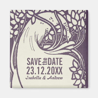 Peacock art Deko Violett und Elfenbein Save the Da Magnet