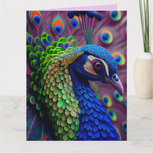 PEACOCK ART GRANDE CARTE DE SALUT D'ANNIVERSAIRE