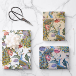 Peacock Art Nouveau Floral Pattern Geschenkpapier Set