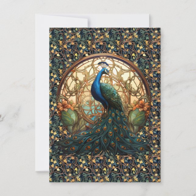 Peacock Art Nouveau sur la carte Note 1 (Devant)