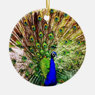 Peacock Beautiful Green Bird Animal Royal Luxus S Keramikornament