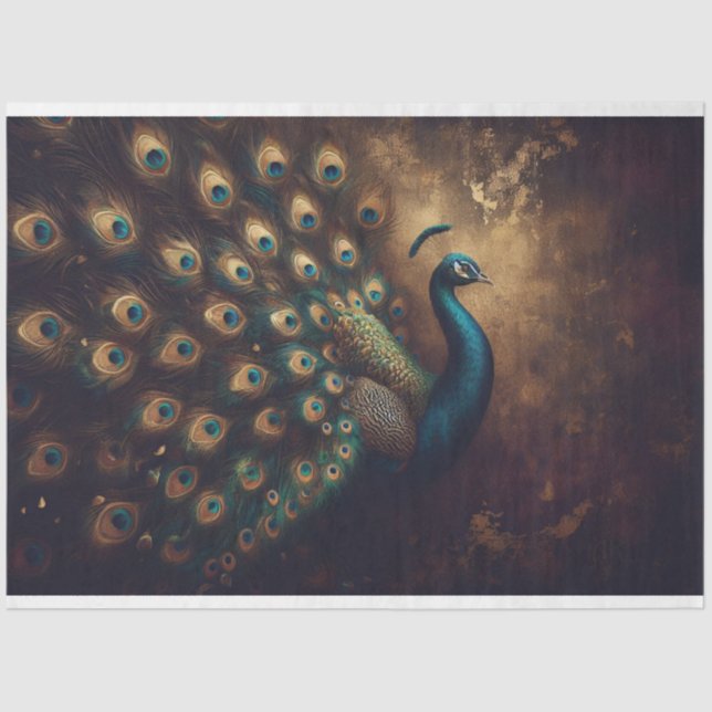 Peacock Bird Decoupage Tissue Seidenpapier (Vorderseite)