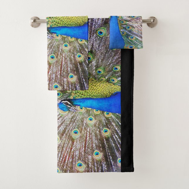 Peacock Bird Feathers Animal Bath Towel Set (Insitu)
