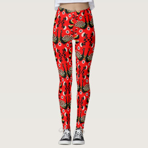 Peacock Bird Folk Art. Leggings