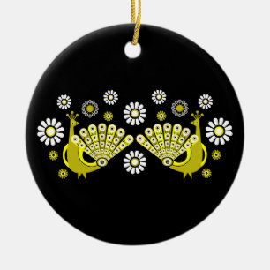 Peacock Bird Graphic Art Keramik Ornament