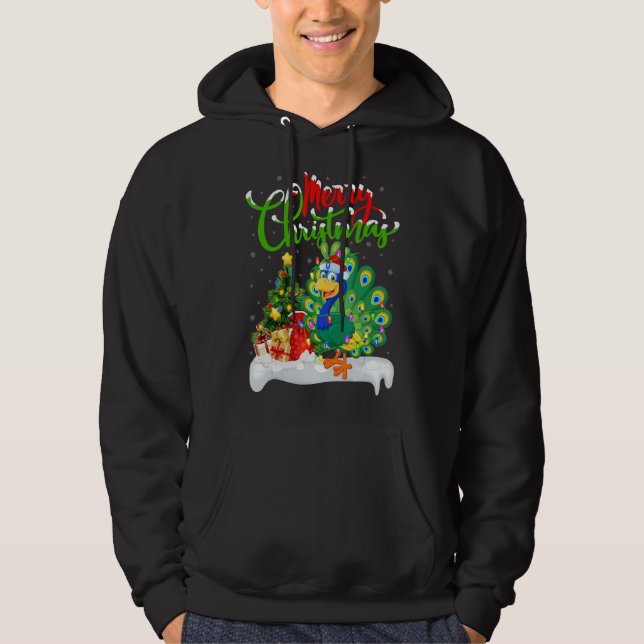 Peacock Bird Weihnachtsfeiern Hoodie (Vorderseite)