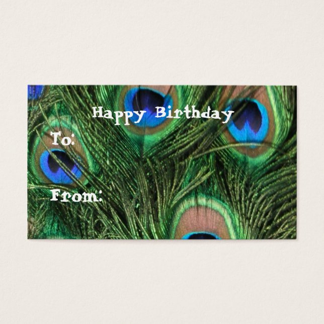 Peacock Birthday-Geschenketiketten (Vorderseite)