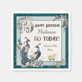 Peacock Birthday Napkin Serviette