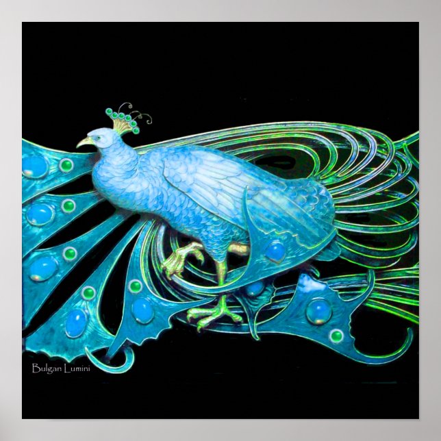PEACOCK, blaue Turquase, grün schwarz Poster (Vorne)