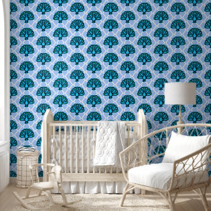 Peacock bleu mou Répéter le papier peint Motif
