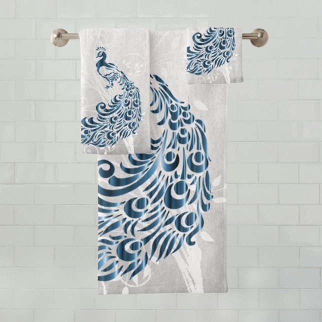 Peacock bleu Serviettes de bain personnalisées (Blue Peacock Personalized Bath Towels)
