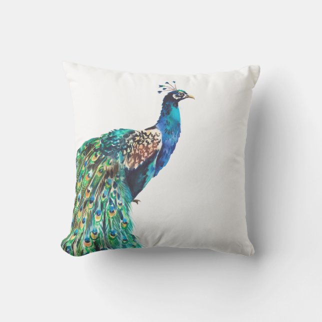 Peacock Blue Aquamarin Bird Kissen (Vorderseite)