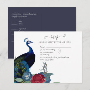 Peacock Blue Burgundy Winter Hochzeit im Herbst Postkarte