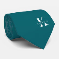 Peacock Blue | Elegante Monogramm+Name | einseitig