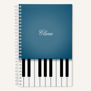 Peacock Blue Elegante Piano Custom-Tastatur Notizbuch