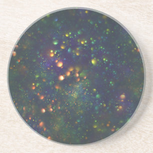 Peacock Blue Green Galactic Bokeh Glitzer Sandstein Untersetzer