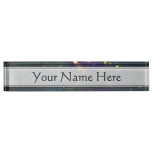Peacock Blue Green Galactic Glitzer Namensplakette
