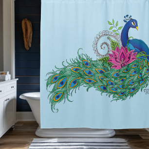 Peacock Blue Lotus Blume Henna Duschvorhang