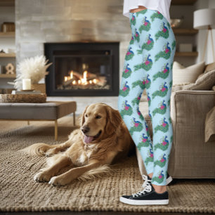 Peacock Blue Lotus Blume Henna Leggings