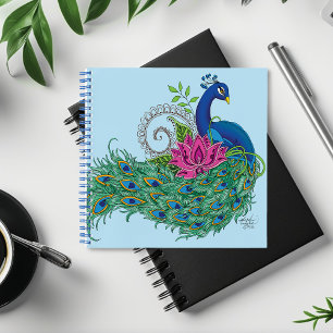 Peacock Blue Lotus Blume Henna Notizbuch