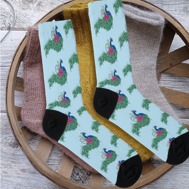 Peacock Blue Lotus Blume Henna Socken (Von Creator hochgeladen)