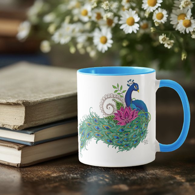 Peacock Blue Lotus Blume Henna Tasse (Von Creator hochgeladen)