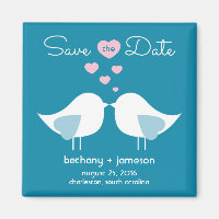 Peacock Blue Love Vögel speichern Datum Magnet