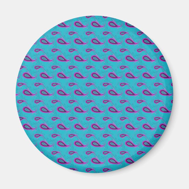 Peacock Blue Paisley Magnet (Vorne)