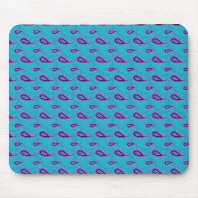 Peacock Blue Paisley Mousepad (Vorne)