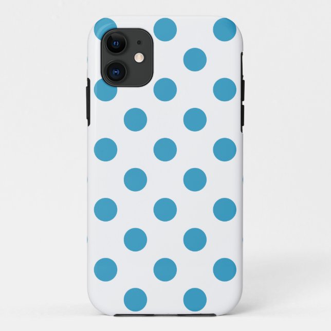 Peacock Blue Polka Dots Circles Case-Mate iPhone Hülle (Rückseite)