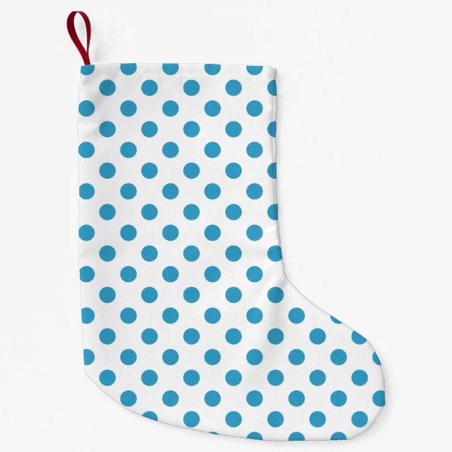 Peacock Blue Polka Dots Circles Kleiner Weihnachtsstrumpf (Vorderseite)