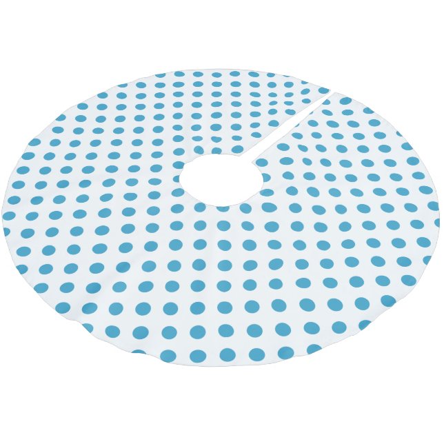 Peacock Blue Polka Dots Circles Polyester Weihnachtsbaumdecke (Schrägansicht)